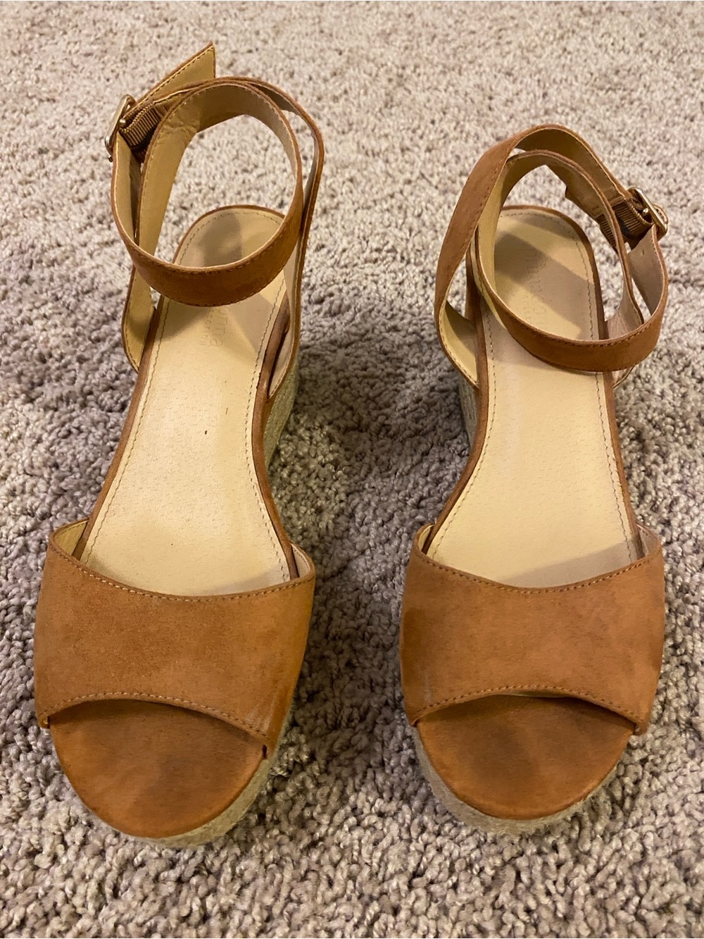 Prima Donna Tan Suede Espadrille Wedge Sandals with Ankle Strap